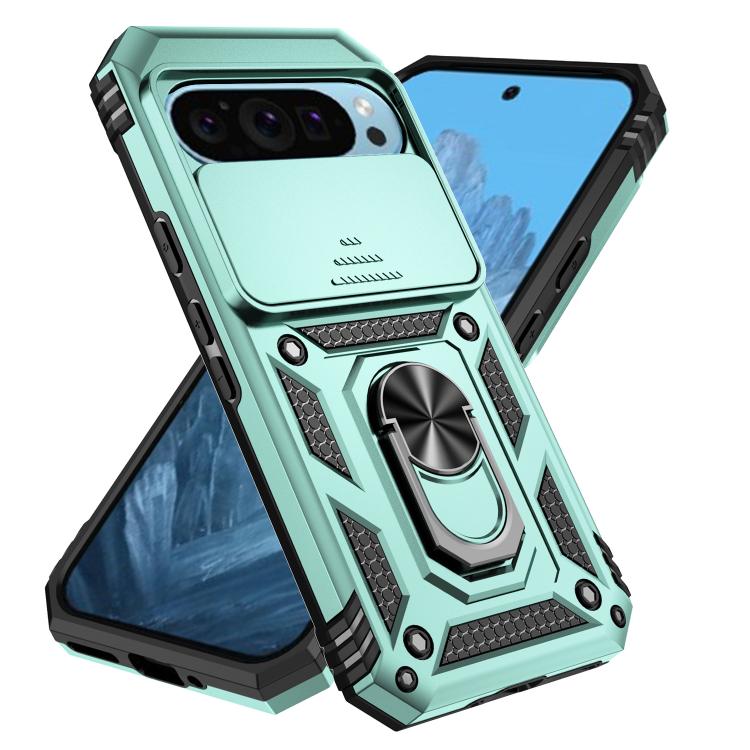 For Google Pixel 10 Pro Sliding Camshield Holder Phone Case(Green) - Google Cases by buy2fix | Online Shopping UK | buy2fix