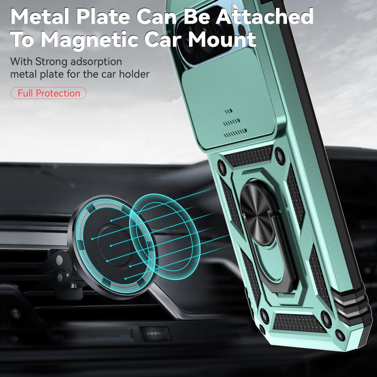 For Google Pixel 10 Pro Sliding Camshield Holder Phone Case(Green) - Google Cases by buy2fix | Online Shopping UK | buy2fix