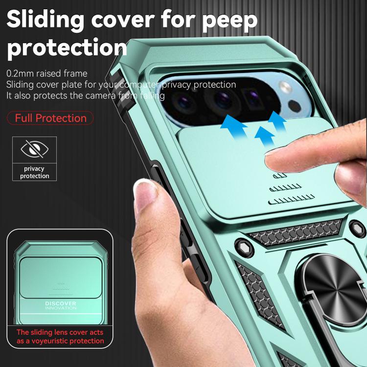 For Google Pixel 10 Pro Sliding Camshield Holder Phone Case(Green) - Google Cases by buy2fix | Online Shopping UK | buy2fix