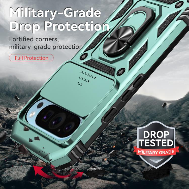 For Google Pixel 10 Pro Sliding Camshield Holder Phone Case(Green) - Google Cases by buy2fix | Online Shopping UK | buy2fix