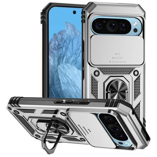 For Google Pixel 10 Pro Sliding Camshield Holder Phone Case(Silver) - Google Cases by buy2fix | Online Shopping UK | buy2fix