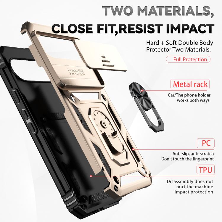 For Google Pixel 10 Pro XL Sliding Camshield Holder Phone Case(Gold) - Google Cases by buy2fix | Online Shopping UK | buy2fix