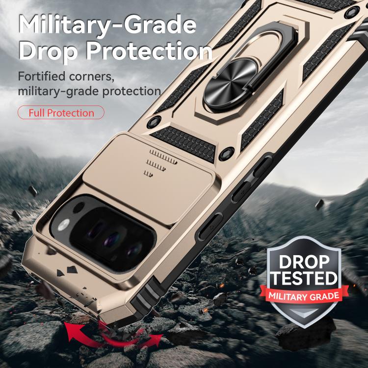 For Google Pixel 10 Pro XL Sliding Camshield Holder Phone Case(Gold) - Google Cases by buy2fix | Online Shopping UK | buy2fix