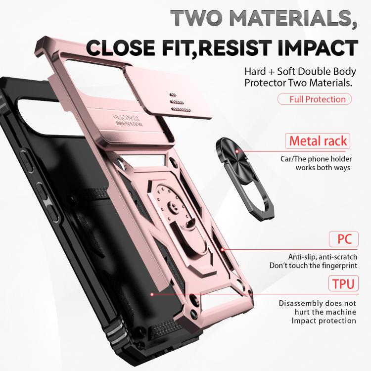 For Google Pixel 10 Pro XL Sliding Camshield Holder Phone Case(Rose Gold) - Google Cases by buy2fix | Online Shopping UK | buy2fix