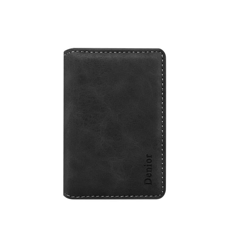 Denior V18 Magsafe Wallet Retro Texture Leather RFID Photo Frame Card Holder Bag(Black) - Adhesive Card Holders by Denior | Online Shopping UK | buy2fix