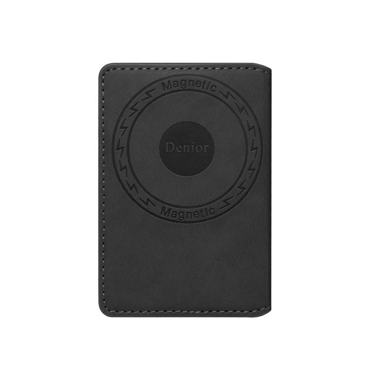 Denior V18 Magsafe Wallet Retro Texture Leather RFID Photo Frame Card Holder Bag(Black) - Adhesive Card Holders by Denior | Online Shopping UK | buy2fix