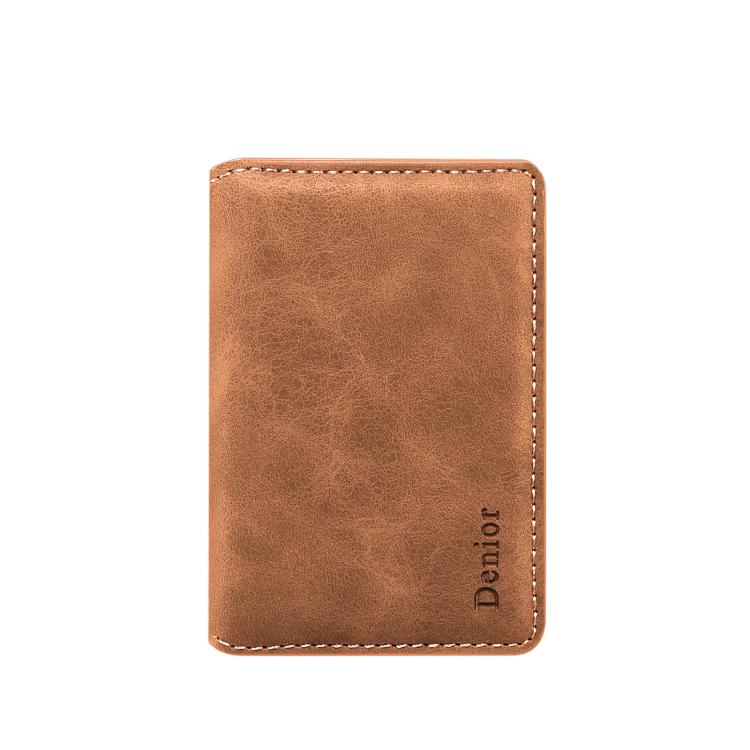 Denior V18 Magsafe Wallet Retro Texture Leather RFID Photo Frame Card Holder Bag(Brown) - Adhesive Card Holders by Denior | Online Shopping UK | buy2fix