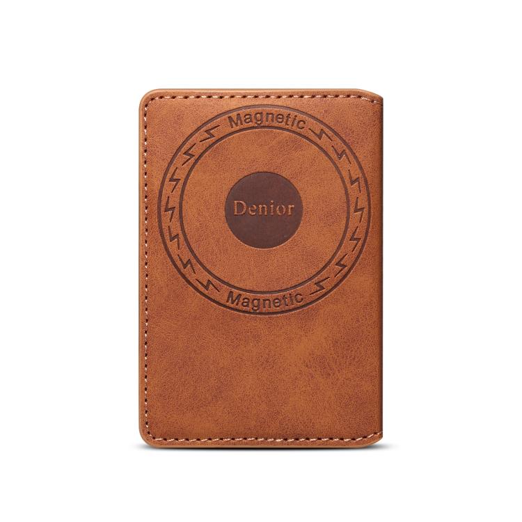 Denior V18 Magsafe Wallet Retro Texture Leather RFID Photo Frame Card Holder Bag(Brown) - Adhesive Card Holders by Denior | Online Shopping UK | buy2fix
