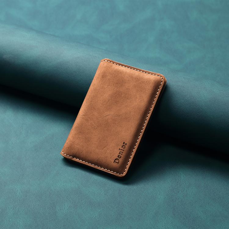Denior V18 Magsafe Wallet Retro Texture Leather RFID Photo Frame Card Holder Bag(Brown) - Adhesive Card Holders by Denior | Online Shopping UK | buy2fix