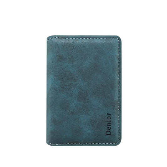 Denior V18 Magsafe Wallet Retro Texture Leather RFID Photo Frame Card Holder Bag(Blue) - Adhesive Card Holders by Denior | Online Shopping UK | buy2fix