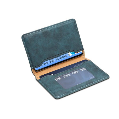 Denior V18 Magsafe Wallet Retro Texture Leather RFID Photo Frame Card Holder Bag(Blue) - Adhesive Card Holders by Denior | Online Shopping UK | buy2fix