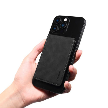 Denior V19 Magsafe Wallet Retro Texture Leather RFID Flip Card Holder Bag(Black) - Adhesive Card Holders by Denior | Online Shopping UK | buy2fix