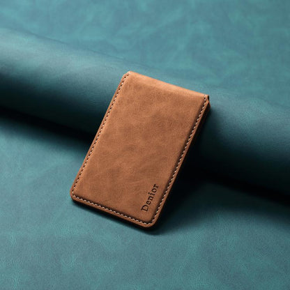 Denior V19 Magsafe Wallet Retro Texture Leather RFID Flip Card Holder Bag(Brown) - Adhesive Card Holders by Denior | Online Shopping UK | buy2fix