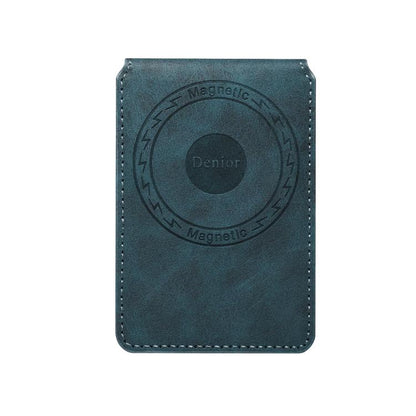 Denior V19 Magsafe Wallet Retro Texture Leather RFID Flip Card Holder Bag(Blue) - Adhesive Card Holders by Denior | Online Shopping UK | buy2fix