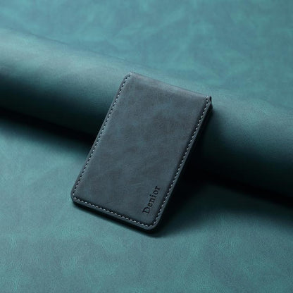 Denior V19 Magsafe Wallet Retro Texture Leather RFID Flip Card Holder Bag(Blue) - Adhesive Card Holders by Denior | Online Shopping UK | buy2fix
