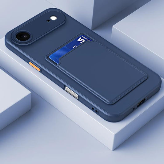 For iPhone Air Skin Feel Card Contrast Color Button TPU Phone Case(Dark Blue) - iPhone Air Cases by buy2fix | Online Shopping UK | buy2fix