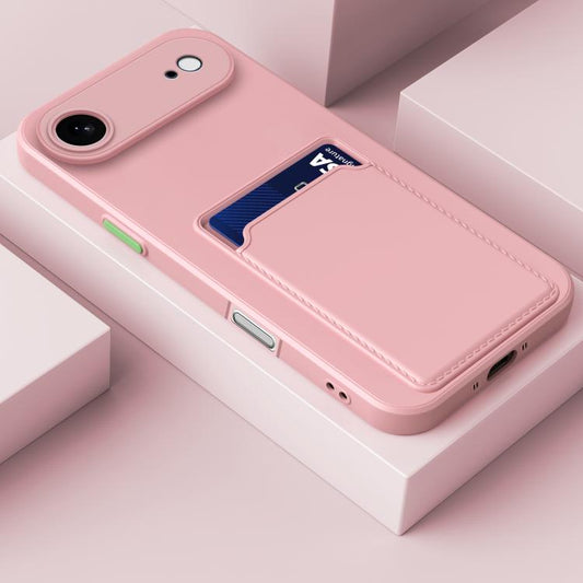 For iPhone Air Skin Feel Card Contrast Color Button TPU Phone Case(Pink) - iPhone Air Cases by buy2fix | Online Shopping UK | buy2fix