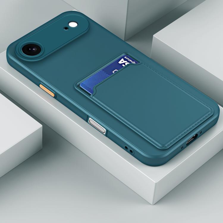 For iPhone Air Skin Feel Card Contrast Color Button TPU Phone Case(Dark Green) - iPhone Air Cases by buy2fix | Online Shopping UK | buy2fix