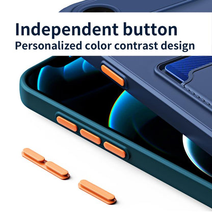 For iPhone Air Skin Feel Card Contrast Color Button TPU Phone Case(Purple) - iPhone Air Cases by buy2fix | Online Shopping UK | buy2fix