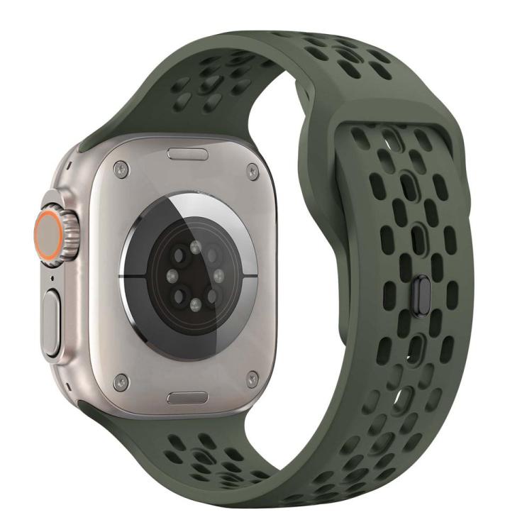 For Apple Watch 42mm / 41mm / 40mm / 38mm xDfind Mesh Reverse Buckle Silicone Watch Band(Olive Green) - Watch Bands by xDfind | Online Shopping UK | buy2fix
