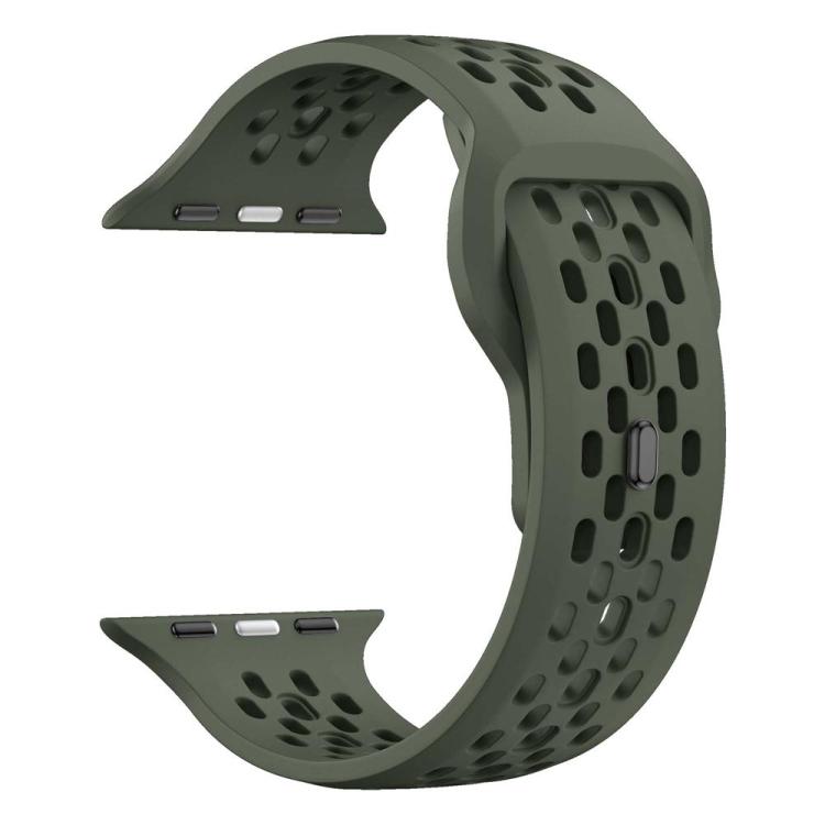 For Apple Watch 42mm / 41mm / 40mm / 38mm xDfind Mesh Reverse Buckle Silicone Watch Band(Olive Green) - Watch Bands by xDfind | Online Shopping UK | buy2fix