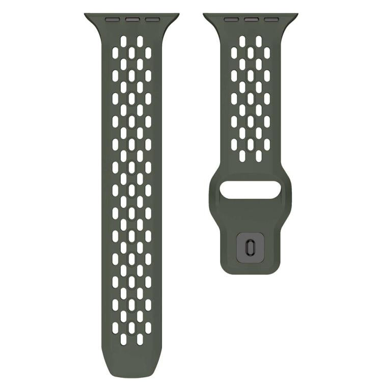 For Apple Watch 42mm / 41mm / 40mm / 38mm xDfind Mesh Reverse Buckle Silicone Watch Band(Olive Green) - Watch Bands by xDfind | Online Shopping UK | buy2fix