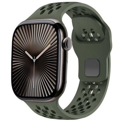 For Apple Watch 42mm / 41mm / 40mm / 38mm xDfind Mesh Reverse Buckle Silicone Watch Band(Olive Green) - Watch Bands by xDfind | Online Shopping UK | buy2fix