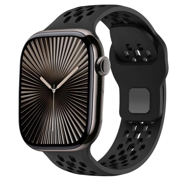 For Apple Watch 42mm / 41mm / 40mm / 38mm xDfind Mesh Reverse Buckle Silicone Watch Band(Black) - Watch Bands by xDfind | Online Shopping UK | buy2fix