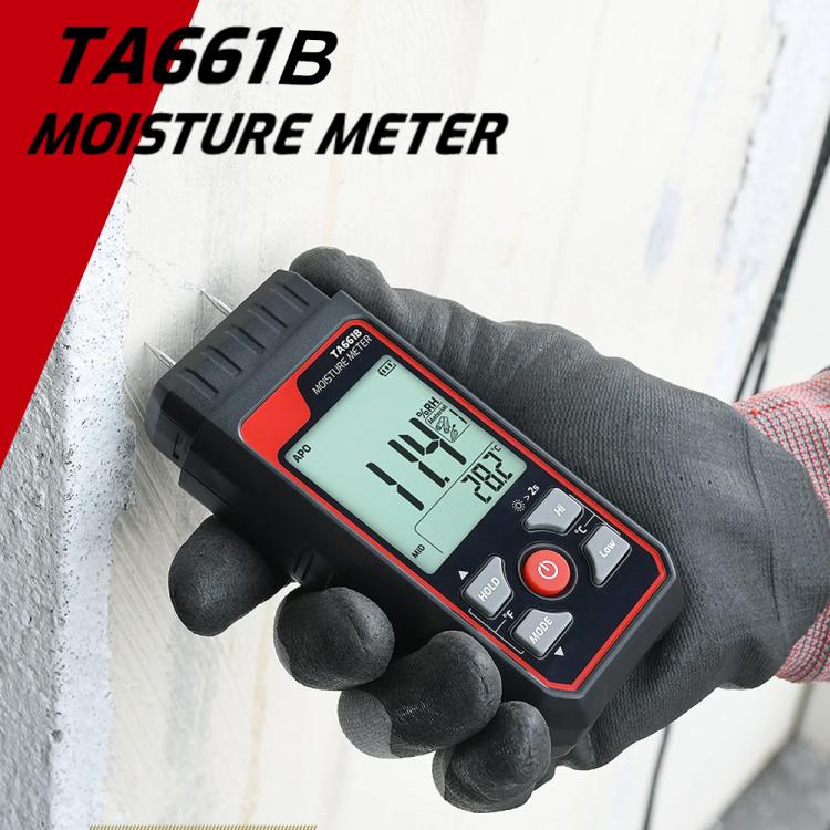 TASI TA661B Wood Moisture Meter Quickly Measure Moisture Content Tester Temperature Humidity Detector(Black) - PH & Moisture Meter by TASI | Online Shopping UK | buy2fix