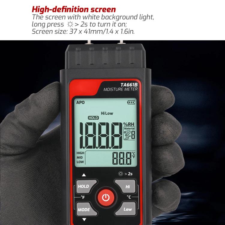 TASI TA661B Wood Moisture Meter Quickly Measure Moisture Content Tester Temperature Humidity Detector(Black) - PH & Moisture Meter by TASI | Online Shopping UK | buy2fix