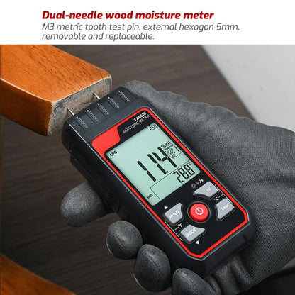 TASI TA661B Wood Moisture Meter Quickly Measure Moisture Content Tester Temperature Humidity Detector(Black) - PH & Moisture Meter by TASI | Online Shopping UK | buy2fix
