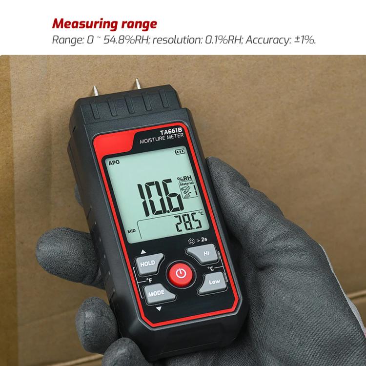 TASI TA661B Wood Moisture Meter Quickly Measure Moisture Content Tester Temperature Humidity Detector(Black) - PH & Moisture Meter by TASI | Online Shopping UK | buy2fix