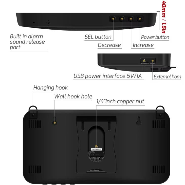 TRSI TA623A Industrial Wall-mounted Thermometer Hygrometer, Built-in Probe - Thermostat & Thermometer by TASI | Online Shopping UK | buy2fix