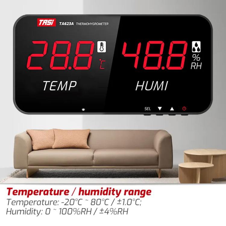 TRSI TA623A Industrial Wall-mounted Thermometer Hygrometer, Built-in Probe - Thermostat & Thermometer by TASI | Online Shopping UK | buy2fix