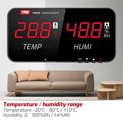 TRSI TA623A Industrial Wall-mounted Thermometer Hygrometer, Built-in Probe - Thermostat & Thermometer by TASI | Online Shopping UK | buy2fix