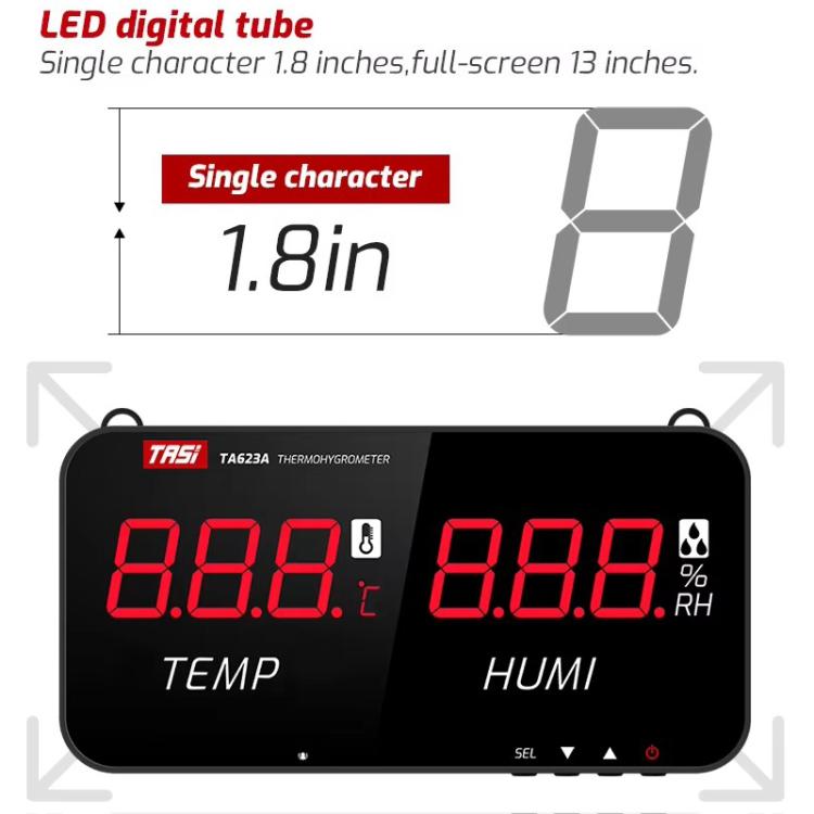 TRSI TA623A Industrial Wall-mounted Thermometer Hygrometer, Built-in Probe - Thermostat & Thermometer by TASI | Online Shopping UK | buy2fix
