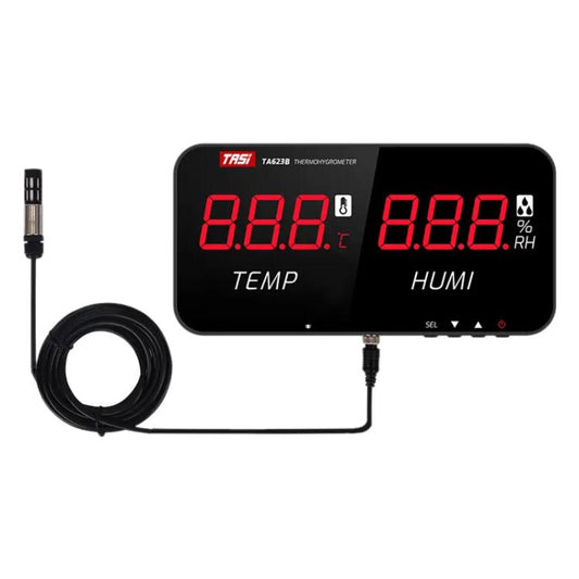 TRSI TA623B Industrial Wall-mounted Thermometer Hygrometer, External 5-meter Probe - Thermostat & Thermometer by TASI | Online Shopping UK | buy2fix