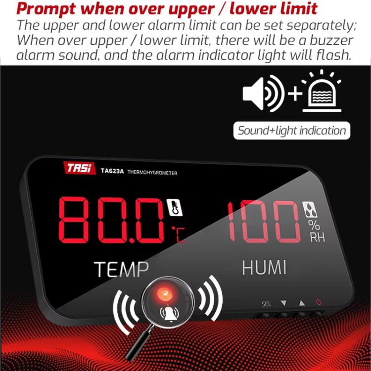 TRSI TA623B Industrial Wall-mounted Thermometer Hygrometer, External 5-meter Probe - Thermostat & Thermometer by TASI | Online Shopping UK | buy2fix