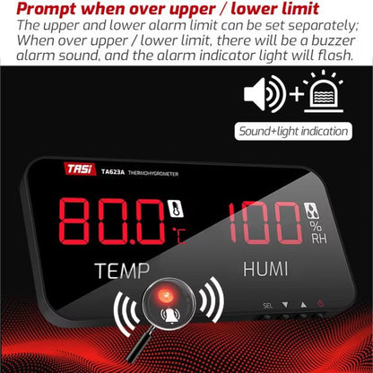 TRSI TA623B Industrial Wall-mounted Thermometer Hygrometer, External 5-meter Probe - Thermostat & Thermometer by TASI | Online Shopping UK | buy2fix