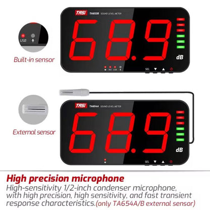 TRSI TA654B Large Screen Wall-mounted Noise Meter Decibel Detector Device - Light & Sound Meter by TASI | Online Shopping UK | buy2fix