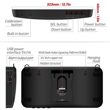 TRSI TA654B Large Screen Wall-mounted Noise Meter Decibel Detector Device - Light & Sound Meter by TASI | Online Shopping UK | buy2fix