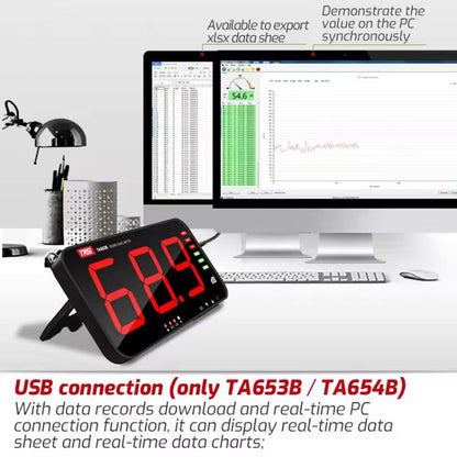 TRSI TA654B Large Screen Wall-mounted Noise Meter Decibel Detector Device - Light & Sound Meter by TASI | Online Shopping UK | buy2fix