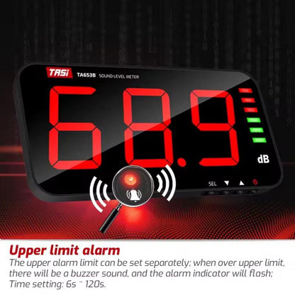 TRSI TA654B Large Screen Wall-mounted Noise Meter Decibel Detector Device - Light & Sound Meter by TASI | Online Shopping UK | buy2fix