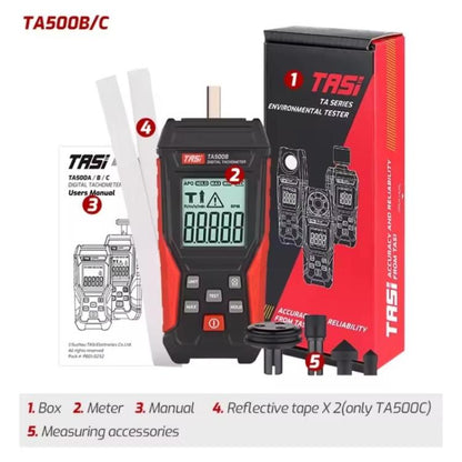 TASI TA500B Contact Measurement Laser Tachometer Digital Display Measuring Speed Meter(Black Red) - Tachometers & Anemometer by TASI | Online Shopping UK | buy2fix