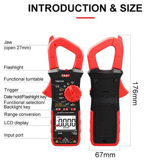TRSI TA8315A Clamp Meter High Accuracy AC DC Voltage Ammeter - Digital Multimeter by TASI | Online Shopping UK | buy2fix