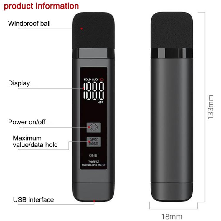 TRSI TA657A Rechargeable Noise Meter Decibel Detector Device - Light & Sound Meter by TASI | Online Shopping UK | buy2fix