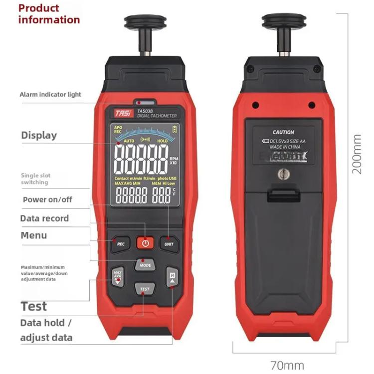 TASI Contact and Non-contact Dual Use Portable Measuring Speed Meter Digital Display Laser Tachometer - Tachometers & Anemometer by TASI | Online Shopping UK | buy2fix