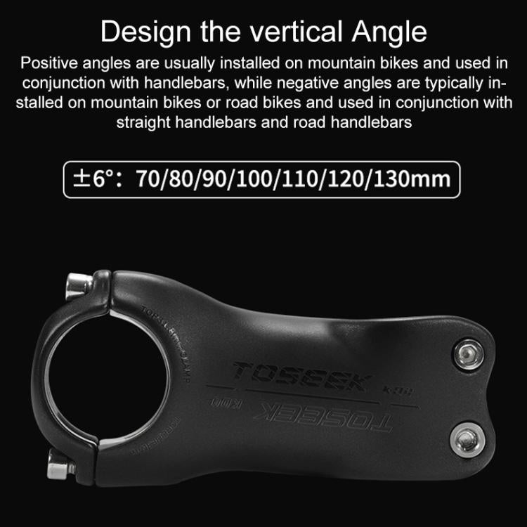 TOSEEK K04 Full Carbon Fiber Brazing Road Mountain Bike Handlebar Riser Faucet, Size:6 Degree, 110mm(Black Grey Silver) - Bicycle Grips by TOSEEK | Online Shopping UK | buy2fix