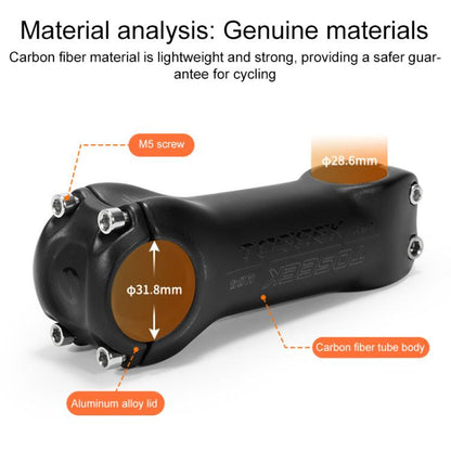 TOSEEK K04 Full Carbon Fiber Brazing Road Mountain Bike Handlebar Riser Faucet, Size:17 Degree, 90mm(Black Grey Silver) - Bicycle Grips by TOSEEK | Online Shopping UK | buy2fix