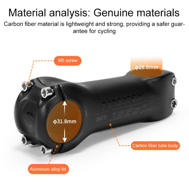 TOSEEK K04 Full Carbon Fiber Brazing Road Mountain Bike Handlebar Riser Faucet, Size:17 Degree, 110mm(Black Grey Silver) - Bicycle Grips by TOSEEK | Online Shopping UK | buy2fix